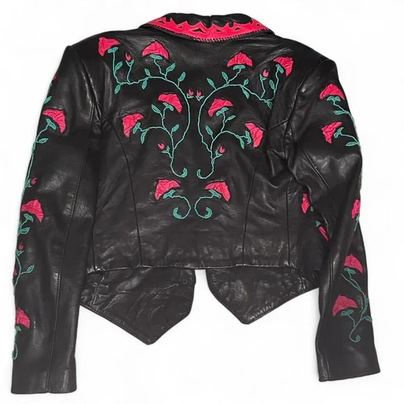 Vintage, rare, and unique beaded leather moto jacket - Picture 4 of 7